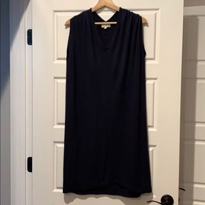 Navy knit sleeveless sweater dress